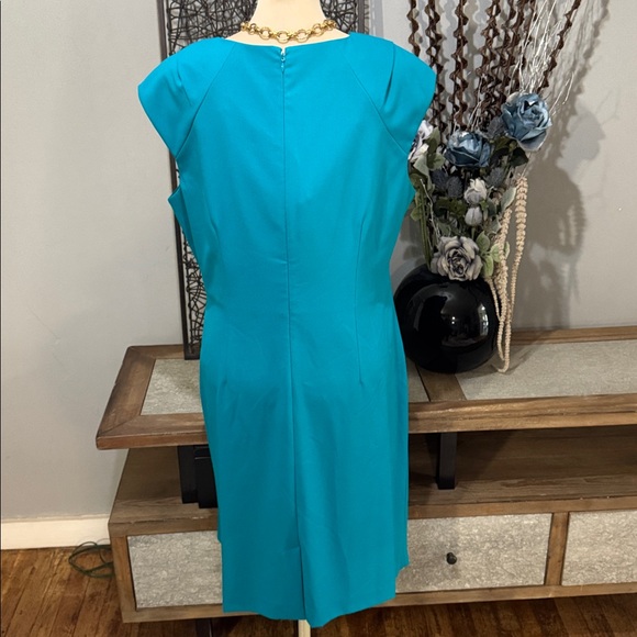 Calvin Klein 18W Teal Ruched Sheath Dress Plus Size Cocktail - Picture 5 of 9